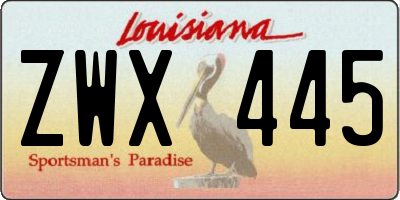 LA license plate ZWX445
