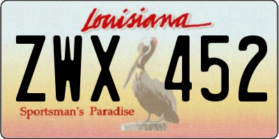 LA license plate ZWX452
