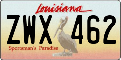LA license plate ZWX462