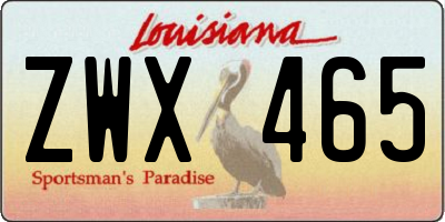 LA license plate ZWX465