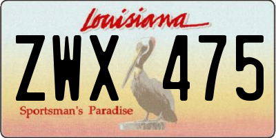 LA license plate ZWX475