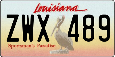 LA license plate ZWX489