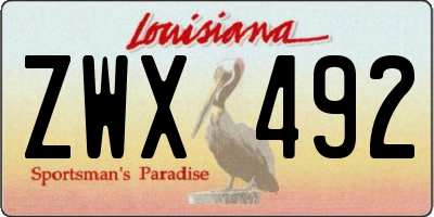 LA license plate ZWX492