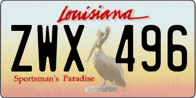 LA license plate ZWX496