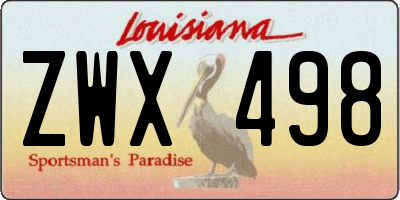 LA license plate ZWX498