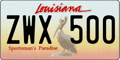 LA license plate ZWX500