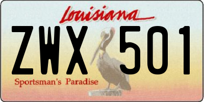 LA license plate ZWX501