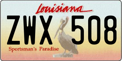 LA license plate ZWX508