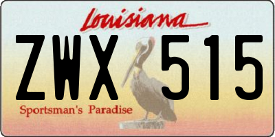 LA license plate ZWX515