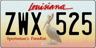 LA license plate ZWX525