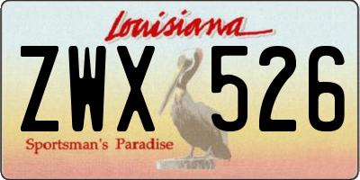 LA license plate ZWX526