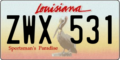 LA license plate ZWX531