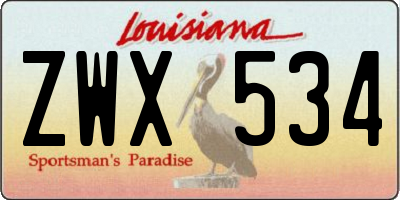 LA license plate ZWX534