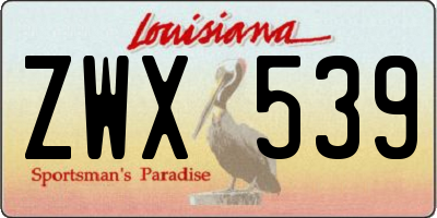 LA license plate ZWX539