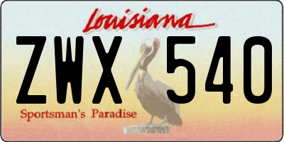LA license plate ZWX540