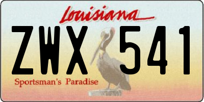 LA license plate ZWX541