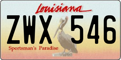 LA license plate ZWX546