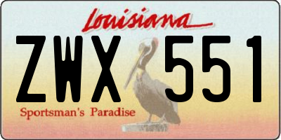 LA license plate ZWX551