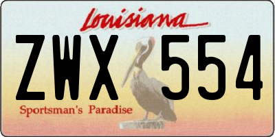 LA license plate ZWX554