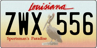 LA license plate ZWX556