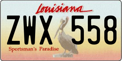LA license plate ZWX558