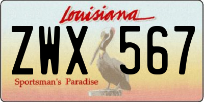 LA license plate ZWX567