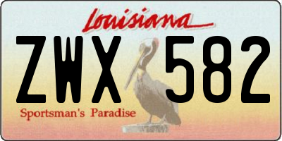 LA license plate ZWX582
