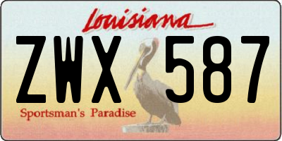 LA license plate ZWX587