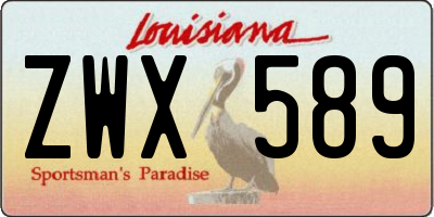 LA license plate ZWX589