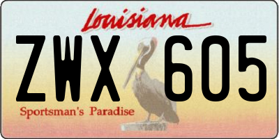 LA license plate ZWX605