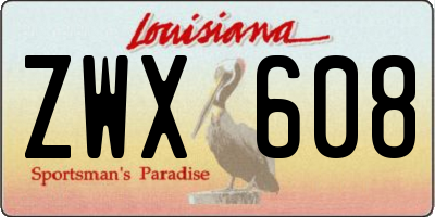 LA license plate ZWX608