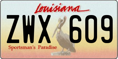 LA license plate ZWX609