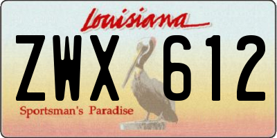 LA license plate ZWX612