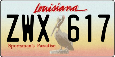 LA license plate ZWX617