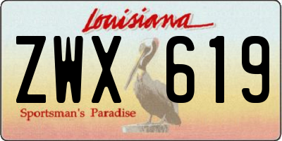 LA license plate ZWX619