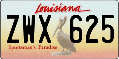 LA license plate ZWX625