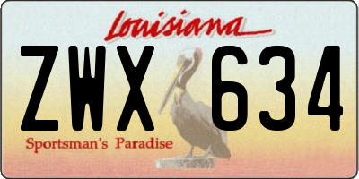LA license plate ZWX634