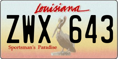 LA license plate ZWX643