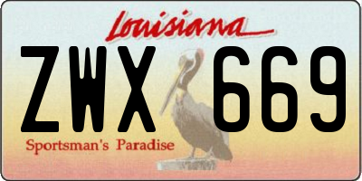 LA license plate ZWX669