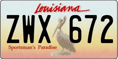 LA license plate ZWX672
