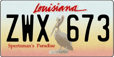LA license plate ZWX673