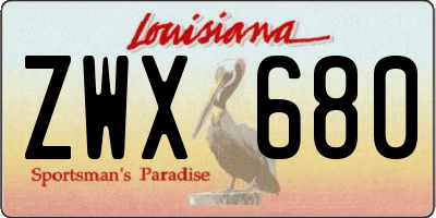 LA license plate ZWX680
