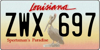 LA license plate ZWX697