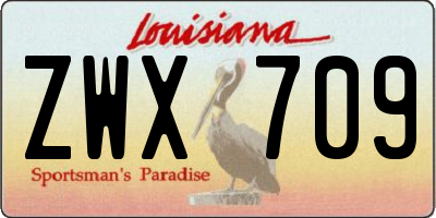 LA license plate ZWX709