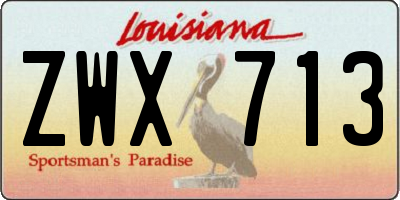LA license plate ZWX713