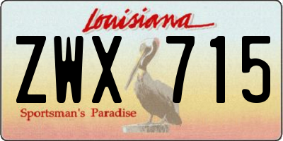 LA license plate ZWX715