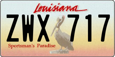 LA license plate ZWX717