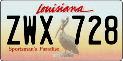 LA license plate ZWX728