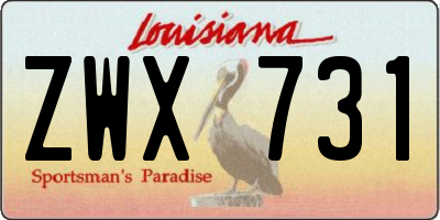 LA license plate ZWX731