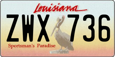 LA license plate ZWX736